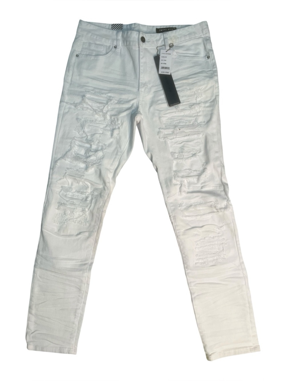 Sz 32 white Men's Distressed White Jeans - Classic Fit